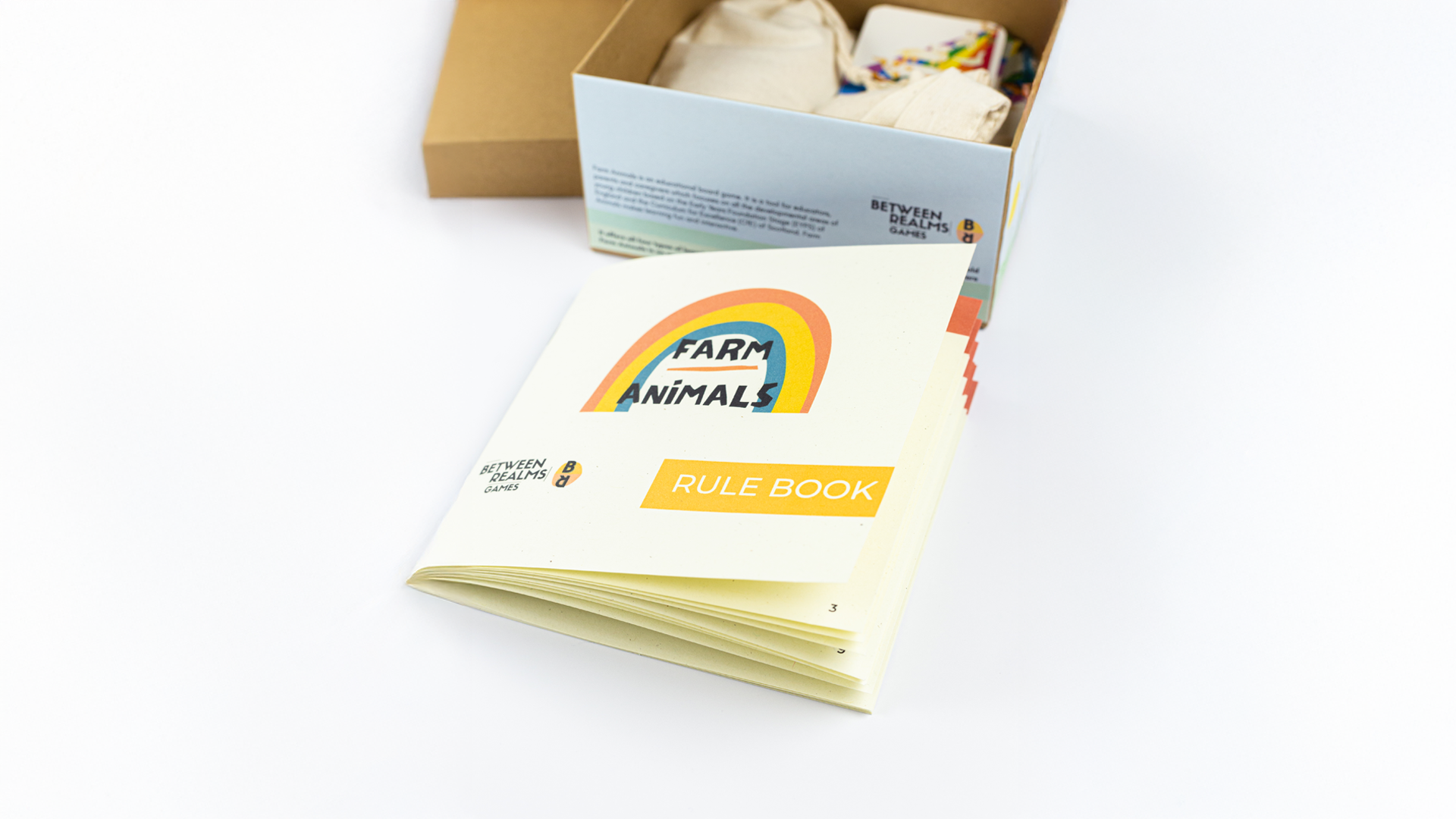 early years educational board game farm animals overhead shot of the box showing the rule book image